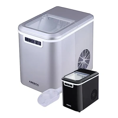 Bild av Iskubsmaskin 12 kg 24h 8 minuters produktionstid 2 isbitsstorlekar 2,2 l Arebos isbitsbetare tyst ice Maker utan vattenanslutning