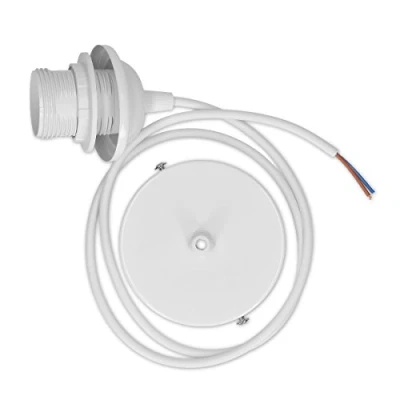 Bild av kwmobile E27 lamphållare med takmontering lampfjädring vit 80 cm kabel sladd hänglampa hängande lampskärm