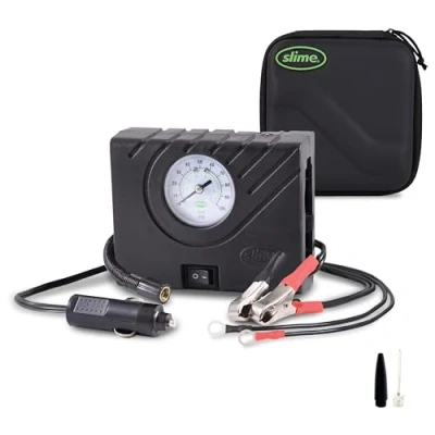 Bild av Slime 40061 95 Tyre Inflator, Power Sport, Compact, Lightweight, Analogue, includes LED light and twist connect hose, 12 min inflation