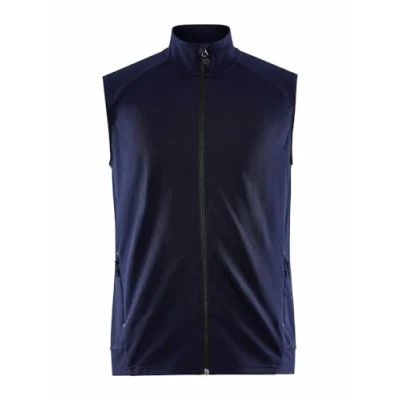 Bild av Craft ADV UNIFY VEST herrväst M marinblå lätt väst herr av återvunnen polyester löparväst med krage 2 fickor utomhus, marinblå,