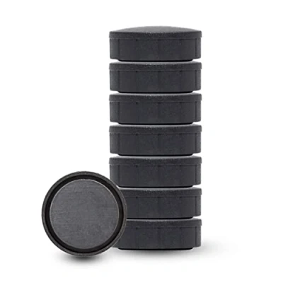 Bild av Maul Magnet Maulsolid, Sb Förpackning, Okrossbara Och Små Magneter För Mångsidig Användning, Rund Med Modern Design, Ø 20 x 7,5 mm, 8 Pack, Svart