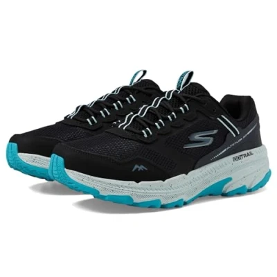 Bild av Skechers dam GO Run Trail Altitude 2.0 Ravine, Black Leatherer/Aqua trim, 6 UK, Svart läder aqua 39 EU