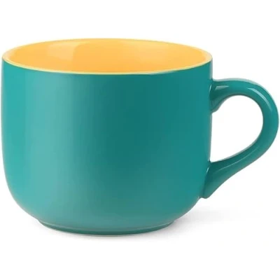 Bild av 650 ml tekopp, kaffekopp, XXL kopp, keramik, soppkoppar med handtag, jumbokoppar, stor kaffe, te, müsli, soppskål, skål, porslinskopp, soppskål handtag (blågul)