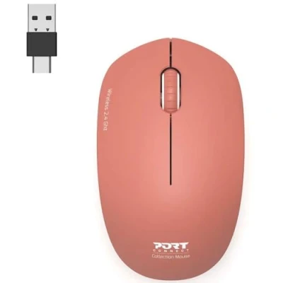 Bild av Port Connect trådlös PC mus 2,4 ghz Collection 2 för dator 1 600 dpi optisk sensor 3 knappar kompakt. ambidextrous och tyst Terracota Orange