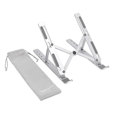 Bild av Amazon Basics justerbart ergonomiskt laptop stativ med värmeavskiljare, steglös höjd och vinkeljustering, perfekt för en upp till 43,9 cm (17,3 tum), 23,9 x 16.5 3,9 cm, silver