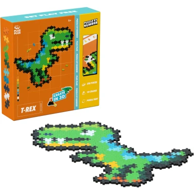 Bild av PLUS Puzzle By Number T Rex 250 bitar Byggklossar, Bygga, Utvecklande leksaker för barn, STEM, STEAM, Producerat i Danmark