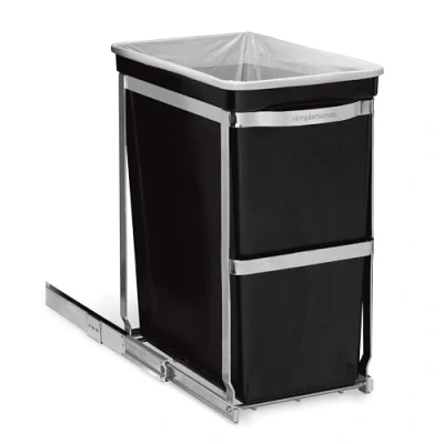 Bild av simplehuman CW1124 utdragbar köksskåp skåpskorg, lätt att installera, kommersiell kvalitet kullagerspår, lättåtkomligt handtag, polerad kraftig stålram, B 24,9 cm x H 48,5 D 45,0