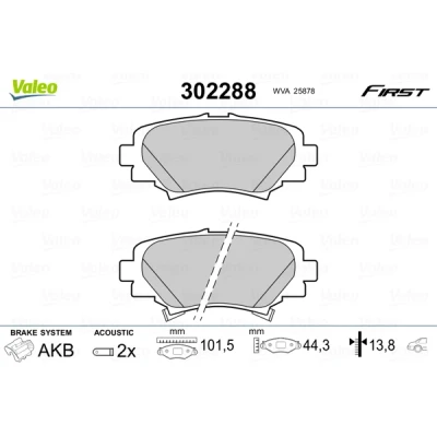 Bild av VALEO 302288 Jeu de plaquettes frein Essieu arrière contact signal d&#039;usure inclus sans tôle anti bruit MAZDA: 3 3/5 portes, 5 portes