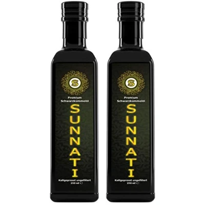 Bild av Sunnati® Svart kummin olja ofiltrerad kallpressad 100 % naturlig ren 2 x 250 ml (500 ml)