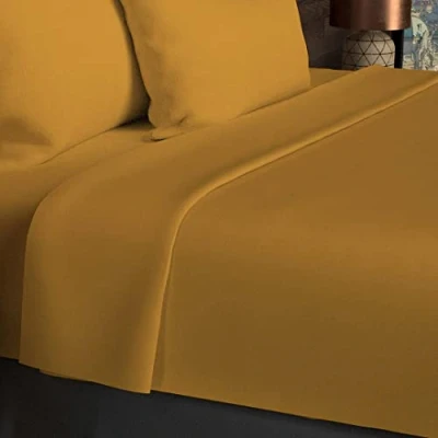 Bild av Drap plat en coton 57 fils 180x290 cm UNI moutarde, par Soleil d&#039;ocre