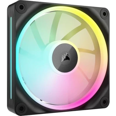 Bild av CORSAIR iCUE LINK LX120 RGB 120 mm PWM Fläkt Enkelförpackning Dubbla ljusslingor Kräver Systemhubb (Säljs Separat) AirGuide Teknik Svart