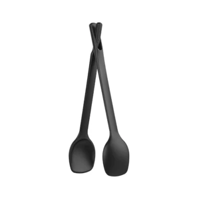 Bild av Fiskars praktisk salladstång, kan användas separat som salladsskedar eller tillsammans tång, längd: 29 cm, plast, Functional Form, svart, 1014434