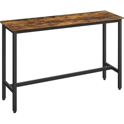 Bild av VASAGLE Bar, kök, pub matbord, robust stålram, 40 x 140 90 cm, enkel montering, industriell design, rustik brun och bläcksvart LBT140B01, cm