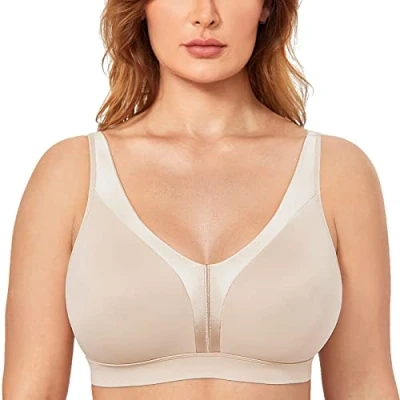 Bild av DELIMIRA Kvinnors BH utan bygel Stora storlekar Tshirt Seamless Classic Bekväm Beige 90D