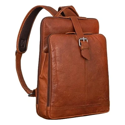Bild av STILORD &quot;Rena&quot; Ryggsäck läder vintage stor stadsryggsäck män och kvinnor dagryggsäck laptop 1314 tum damryggsäck/herrryggsäck äkta unisex, Maraska brun, M,