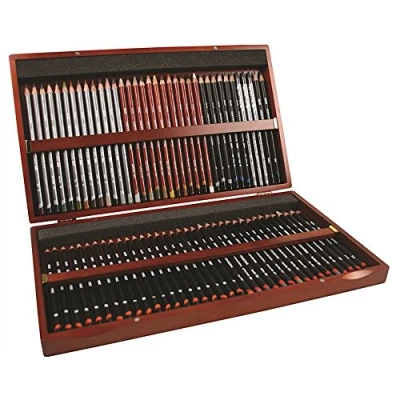 Bild av Derwent Sketching Collection, Skissa och Teckna, Set med 72 Pennor i Presentask Trä, Professionell kvalitet, 2301902