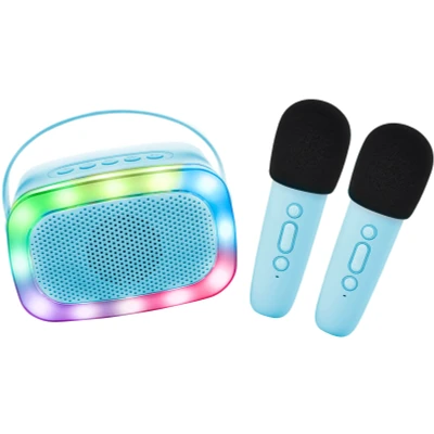 Bild av Lalarma Karaokeset med LED ljus &amp; 2 Mikrofoner, Blå