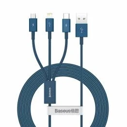 Bild av Baseus Superior 3 i 1 USB kabel för Lightning, MicroUSB och C blå