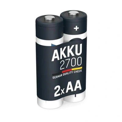 Bild av ANSMANN Batteri AA 2 700 mAh NiMH 1,2 V Mignon batterier uppladdningsbara, med hög kapacitet perfekt för höga strömbehov som kamera, fotoblixt, ficklampa, styrenhet (2 stycken)