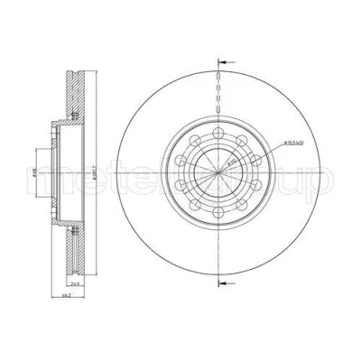 Bild av METELLI 23 0745C Disque de frein 288,0 25,0 5 68,0 ventilé peint VOLKSWAGEN: Passat B5 GP Break, Berline, Berline