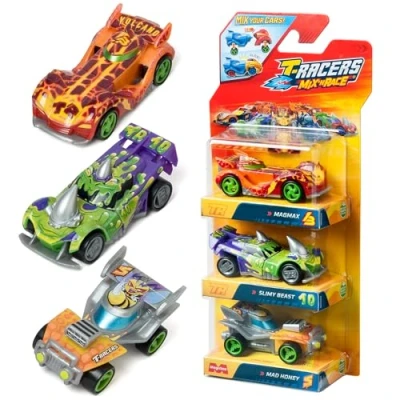 Bild av T Racers Mix &#039;N Race 3 Pack med Samlingsbara bilar Löstagbara i två delar och utbytbara delar. 1/4