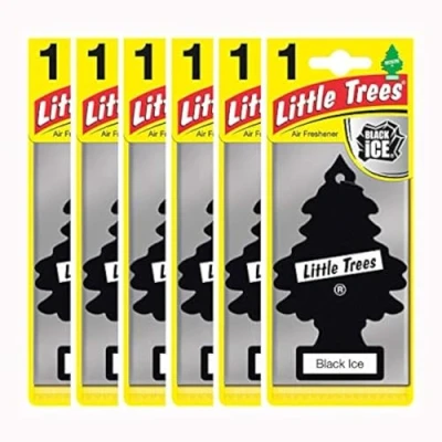 Bild av Little Trees Luftfräschare träd MTZ04 Black Ice doft för bil hem, båt och husvagn sexpack