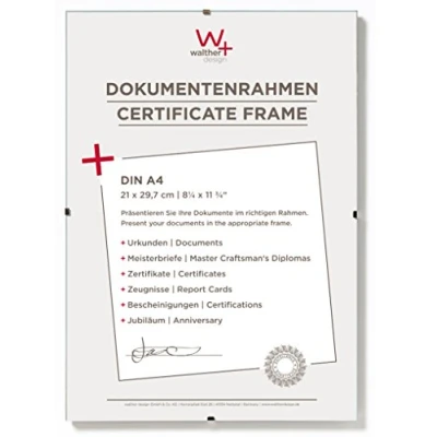 Bild av walther design tavelram klarglas21 x 29,7 cm (DIN A4) Dokumentram Ramlös bildhållare RB130K