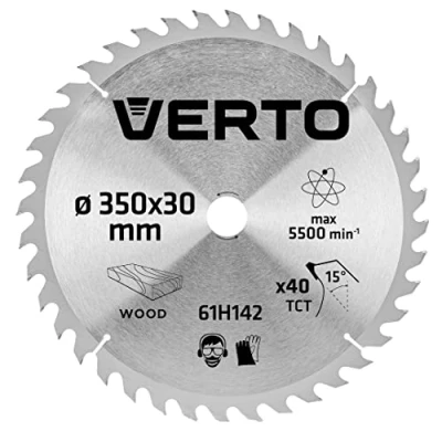 Bild av VERTO Sågblad, Widia, 350 x 30 mm, 40 tänder, bladtjocklek 2,2 tandtjocklek 3,2 förkortningar: 16 20 25,4 hårdmetallutrustade YG8A av trä och träbaserade