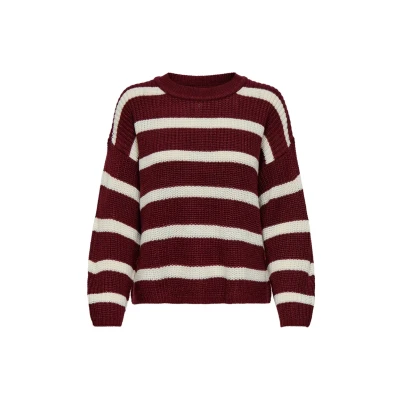 Bild av JDY Justy L/S Stripe NOOS Stickad tröja, Storlek: XS, Cabernet