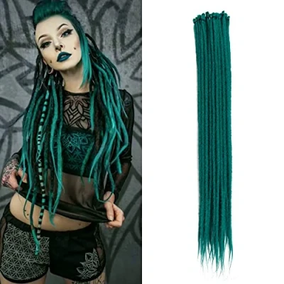 Bild av Tunna 0,6 cm Syntetiska Dreadlocks Förlängningar Handgjorda 20 tum Trådar Virkat Hår Långa Virkade Flätor Hip hop Stil Mjuka Dreads Hårförlängningar, BD#