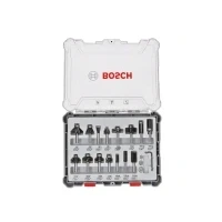 Bild av Bosch Frässtålsats, 15 delar, blandad, 1/4 tums skaft piece Mixed Application Router Bit Set.