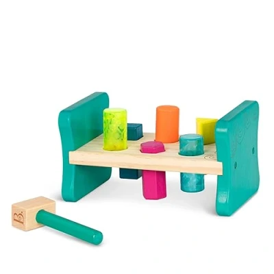 Bild av B. toys av Battat BX1762Z Träbänk sortering 6 pinnar och leksakshammare formsorterare leksak för småbarn, barn färgglad pound &amp; lek 2 år gammal +