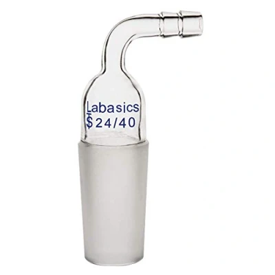 Bild av Labasics Glas böjd inloppsadapter med 24/40 hane glasfog och 8 mm slanganslutning labbglas