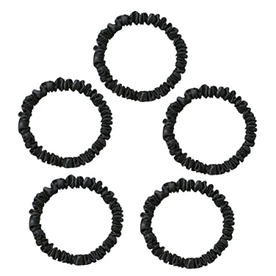 Bild av Townssilk hudsnoddar scrunchies i silke, 100 % ren 22 momme mullbärssilke, hårband, lyxigt elastiskt set (5 svart)