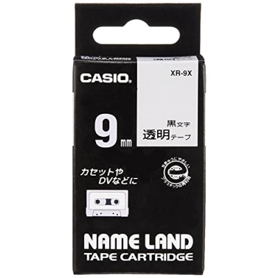 Bild av Casio XR 9X Självhäftande genomskinligt svart Rulle (0,9 cm x 8 m) 1 kassett(er) etiketttejp
