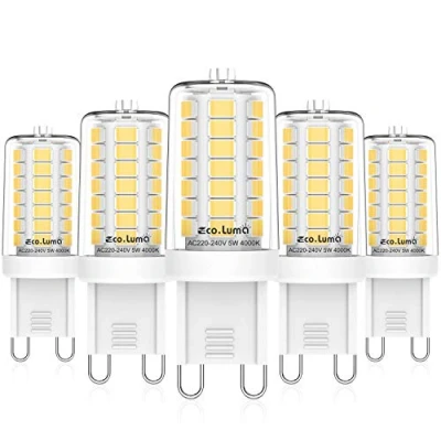Bild av Eco.Luma G9 LED lampor 4 000 K naturvit, 5 W ersättning för 40 halogenlampor, 360 strålvinkel lampa, inget flimmer, inte dimbar, AC 220240 V, paket med