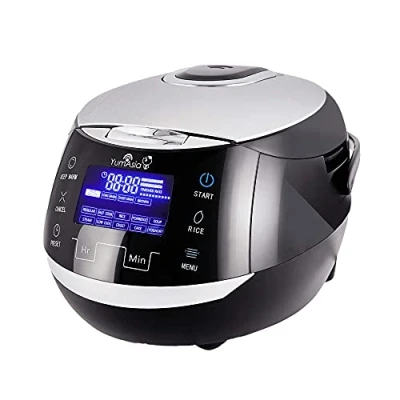 Bild av Yum Asia Sakura riskokare med keramisk skål och avancerad fuzzy logik (8 koppar, 1,5 liter) 6 riskokningsfunktioner, multikokningsfunktioner, Motouch LED skärm, 220 240V (svart silver)
