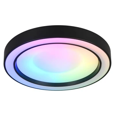 Bild av Reality Leuchten LED taklampa Arco R65091432, matt svart plast, 22 Watt LED, färgförändring, fjärrkontroll