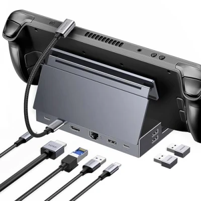 Bild av UGREEN Steam Deck Dock 9 i 1 Dockningsstation 4K@60Hz HDMI 10Gbps USB portar Justerbart ställ kompatibelt med OLED, ASUS ROG Ally, Legion Go, iPad Air/Pro, MacBook etc.