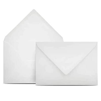 Bild av 50 kuvert DIN C6 vit 11,4 x 16,2 cm med 100 g/m² Våtlimning spetsig flik utan fönster Colours 4 you