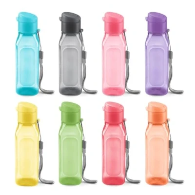 Bild av Bulkvattenflaskor set med 80 295 ml flerfärgade vattenflaskor för barn och vuxna läckagesäkra bärrem fyrkantiga återanvändbara juice, drycker BPA fri