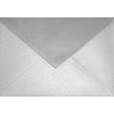Bild av Netuno 25 x pärlemorskimrande silverkuvert C6 114 162 mm Aster Metallic silver spetsig flik kuvert metalliska glänsande för inbjudningar födelsedagar bröllop