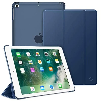 Bild av FINTIE Fodral för iPad 6:e/5:e generationen version 9.7&quot; 2018/2017 smalt och lätt bakfodral halvtransparent stativ sömnskydd/automatisk väckarklocka, marinblå