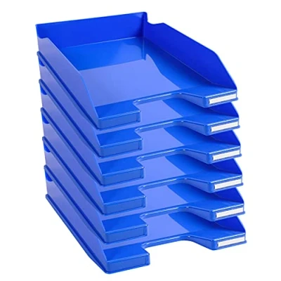 Bild av Exacompta 113279D portfölj Combo Midi (34,7 x 25,5 6,5 cm, för dokument din A4, perfekt organisation, robust, stapelbar) 6 pack isblå glansig