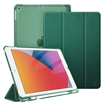 Bild av FINTIE Fodral kompatibelt med iPad 9:e generationen 2021 10,2 tum/8th 2020/7th 2019 [Pencil Storage] transparent skyddsfodral tunn och lätt väska, grön flaska