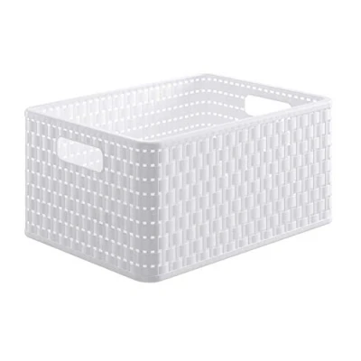 Bild av Rotho Country förvaringsbox 18 l i rottingstil, plast (PP), vit, A4 / liter (36,8 x 27,8 19,1 cm)