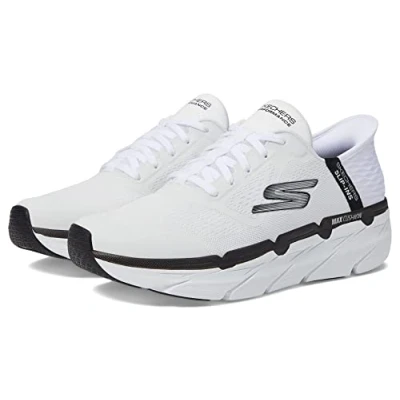 Bild av Skechers herr Max Cushioning slip in atletisk träning, löpning, promenadskor med minnesskum, sneakers, Vit överflödig trädgård, 44 EU