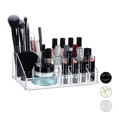 Bild av Relaxdays Akrylsminkförvaring sminkkit för läppstift, nagellack, kosmetiska redskap, transparent standard