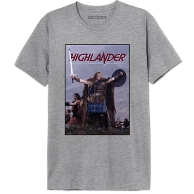 Bild av cotton division Highlander &quot;Highlander Victory Pose&quot; MEHILDRTS005 T shirt för herr, grå melange, storlek S, Melange grå, S