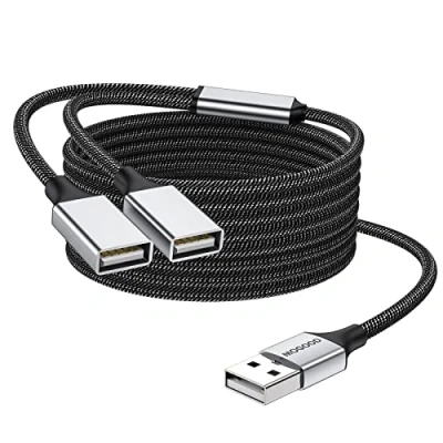 Bild av MOGOOD USB splitter kabel Y adapter dubbel 2.0 nätkacka för laddning/dataöverföring port förlängare hubb extra multiport data delad laptop/Mac/bil